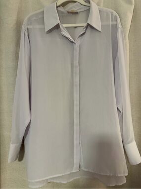 Sheer Long-Sleeve Shirt in Light Lavender